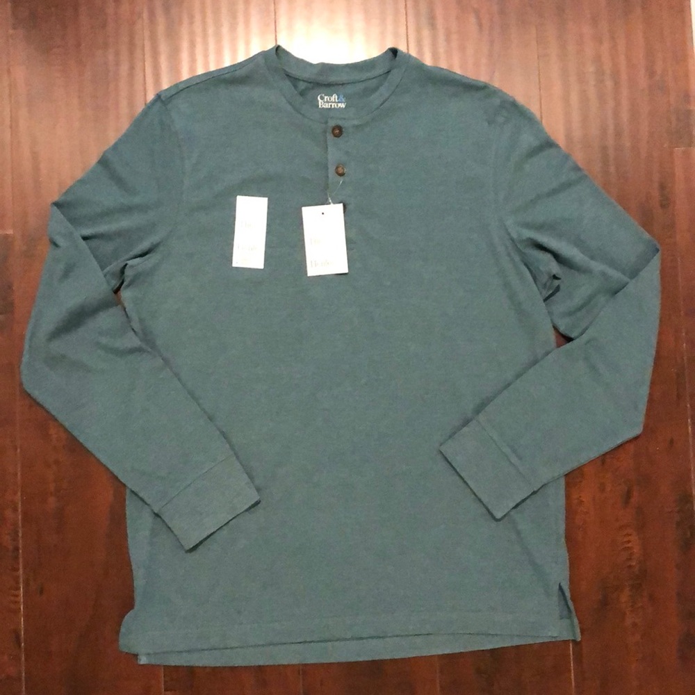Teal Extra Soft Henley Long Sleeve Men’s Shirt